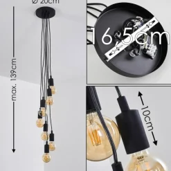 Lampes Vintages & Rétros-hofstein Suspension Hallabro Noir, 7 lumières