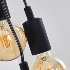 Lampes Vintages & Rétros-hofstein Suspension Hallabro Noir, 7 lumières