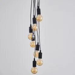Lampes Vintages & Rétros-hofstein Suspension Hallabro Noir, 7 lumières