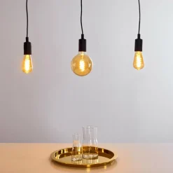 Lampes Vintages & Rétros-hofstein Suspension Hallabro Noir, 3 lumières