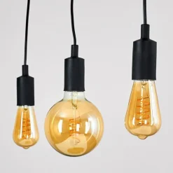 Lampes Vintages & Rétros-hofstein Suspension Hallabro Noir, 3 lumières