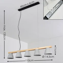 hofstein Suspension Halltorp Bois clair, Noir, 5 lumières