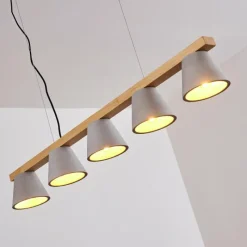 hofstein Suspension Halltorp Bois clair, Noir, 5 lumières