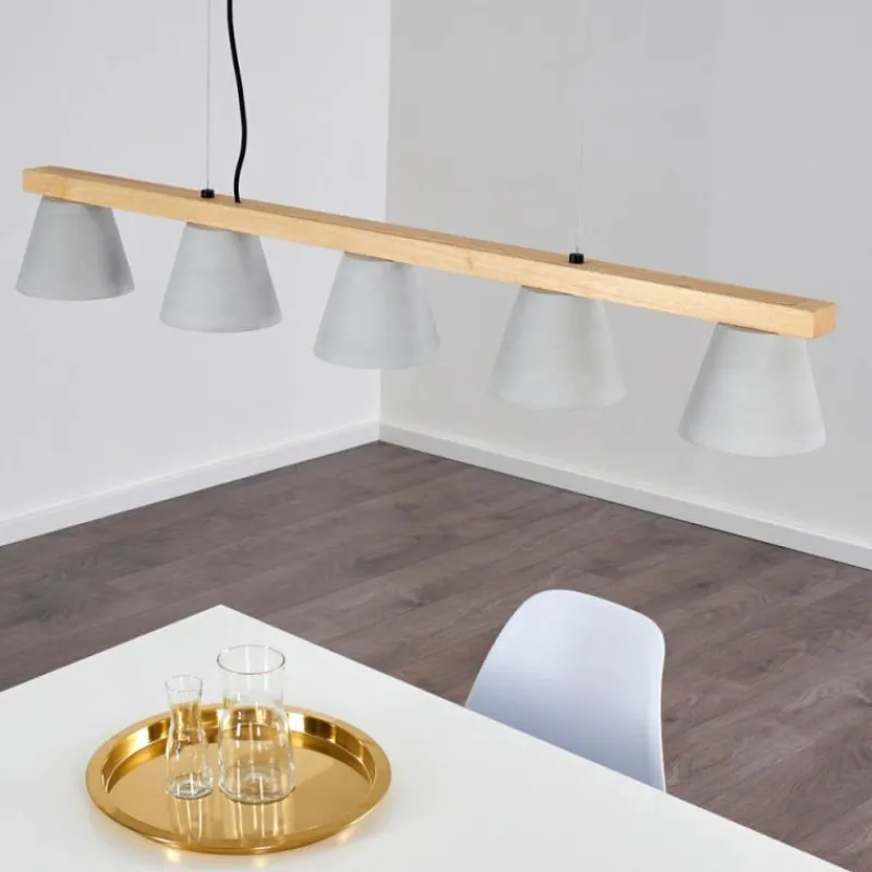 hofstein Suspension Halltorp Bois clair, Noir, 5 lumières