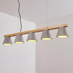 hofstein Suspension Halltorp Bois clair, Noir, 5 lumières