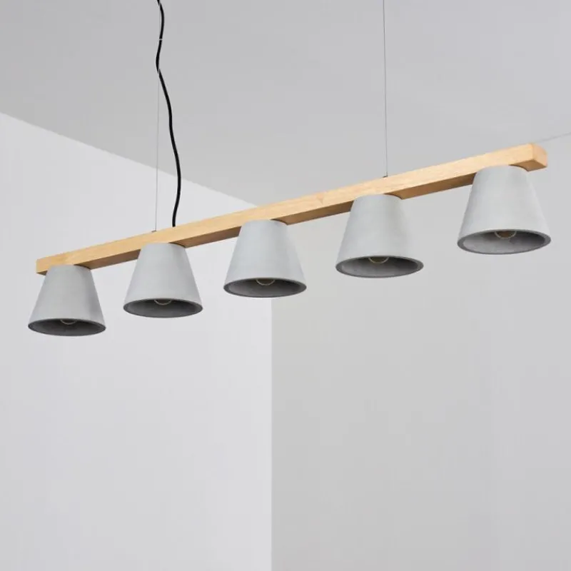hofstein Suspension Halltorp Bois clair, Noir, 5 lumières