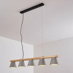 hofstein Suspension Halltorp Bois clair, Noir, 5 lumières