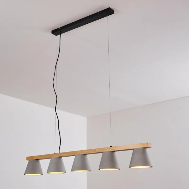 hofstein Suspension Halltorp Bois clair, Noir, 5 lumières