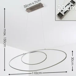 hofstein Suspension Harpeth LED Nickel mat, 1 lumière