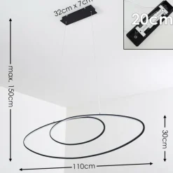 hofstein Suspension Harpeth LED Noir, 1 lumière