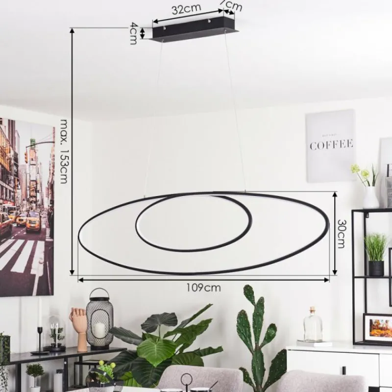 hofstein Suspension Harpeth LED Noir, 1 lumière