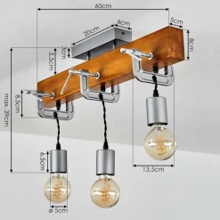 Lampes Industrielles-hofstein Suspension Hautahi Bois foncé, Noir, Argenté, 3 lumières