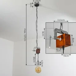 Lampes Vintages & Rétros-hofstein Suspension Hautahi Gris, Bois foncé, 1 lumière
