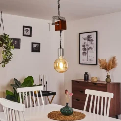 Lampes Vintages & Rétros-hofstein Suspension Hautahi Gris, Bois foncé, 1 lumière