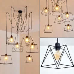 Lampes Vintages & Rétros-hofstein Suspension Havel Noir, 6 lumières
