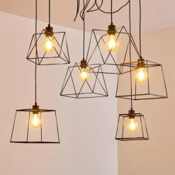 Lampes Vintages & Rétros-hofstein Suspension Havel Noir, 6 lumières