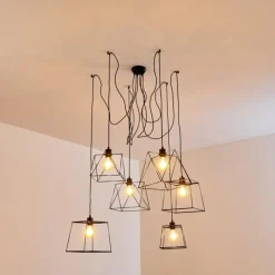 Lampes Vintages & Rétros-hofstein Suspension Havel Noir, 6 lumières