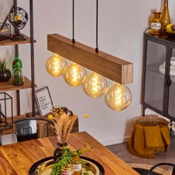 Style Boho-Chic-hofstein Suspension Heimola Brun, Couleur bois, Noir, 4 lumières