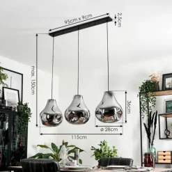 hofstein Suspension Herisau Noir, 3 lumières