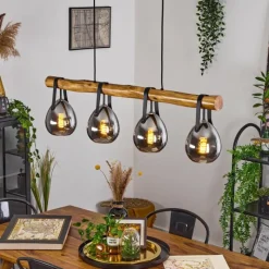 Suspension Verre Fumé-hofstein Suspension Hocker Écru, Noir, 4 lumières