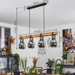 Suspension Verre Fumé-hofstein Suspension Hocker Écru, Noir, 4 lumières