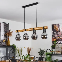 Suspension Verre Fumé-hofstein Suspension Hocker Écru, Noir, 4 lumières