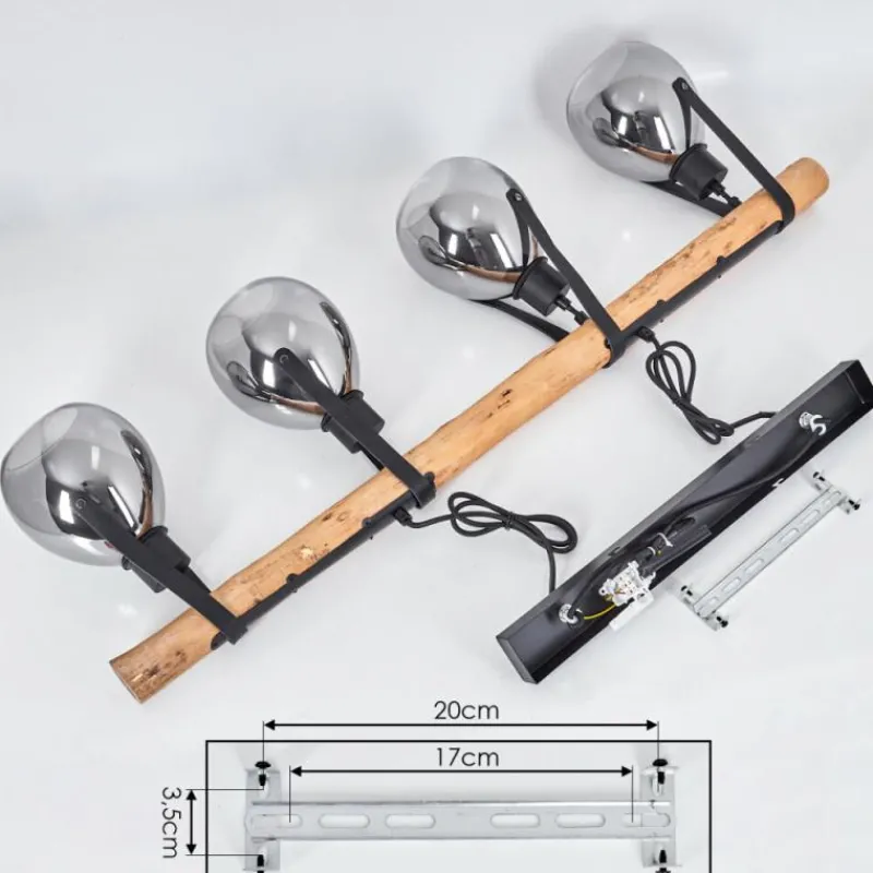 hofstein Suspension Hocker Écru, Noir, 4 lumières