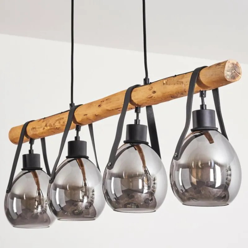 hofstein Suspension Hocker Écru, Noir, 4 lumières