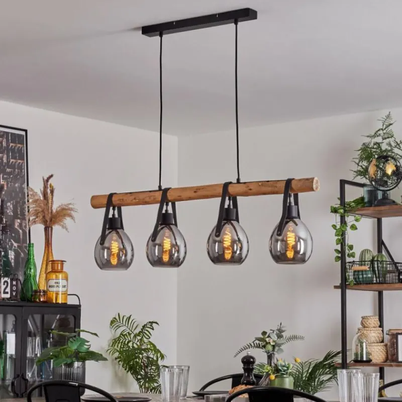 hofstein Suspension Hocker Écru, Noir, 4 lumières