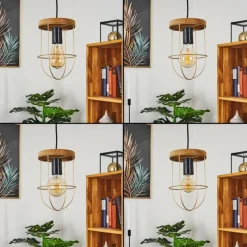 Lampes Vintages & Rétros-hofstein Suspension Hodne Brun, Noir, 1 lumière