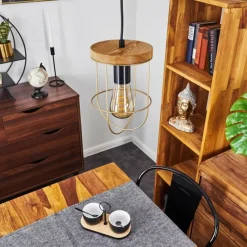 Lampes Vintages & Rétros-hofstein Suspension Hodne Brun, Noir, 1 lumière