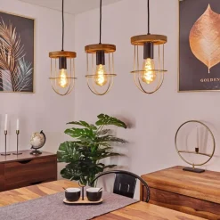 Lampes Dorées-hofstein Suspension Hodne Écru, Noir, 3 lumières