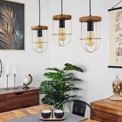 Lampes Dorées-hofstein Suspension Hodne Écru, Noir, 3 lumières