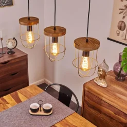 Lampes Dorées-hofstein Suspension Hodne Écru, Noir, 3 lumières