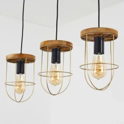 Lampes Dorées-hofstein Suspension Hodne Écru, Noir, 3 lumières