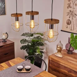 Lampes Dorées-hofstein Suspension Hodne Écru, Noir, 3 lumières