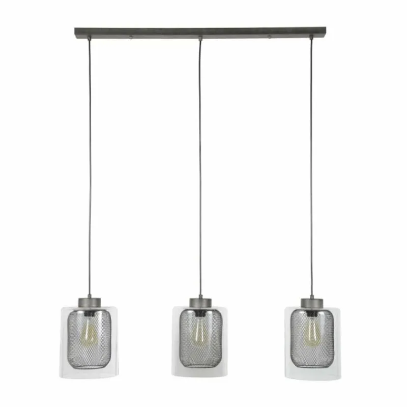 hofstein Suspension Hoefhaven Acier brossé, 3 lumières