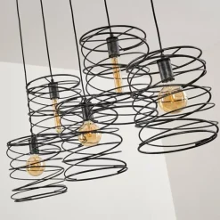 Lampes Vintages & Rétros-hofstein Suspension Hoenkoop Gris, Noir, 5 lumières