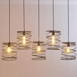 Lampes Vintages & Rétros-hofstein Suspension Hoenkoop Gris, Noir, 5 lumières