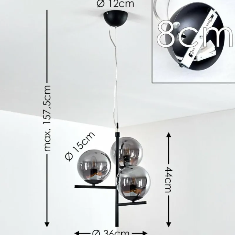 hofstein Suspension Hogatza Noir, 3 lumières
