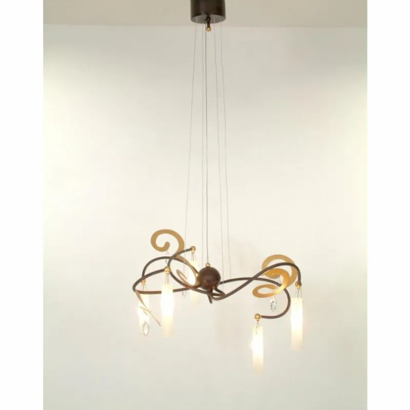 Luminaires Holländer Suspension Holländer CASINO Brun, Or, Noir, 5 lumières