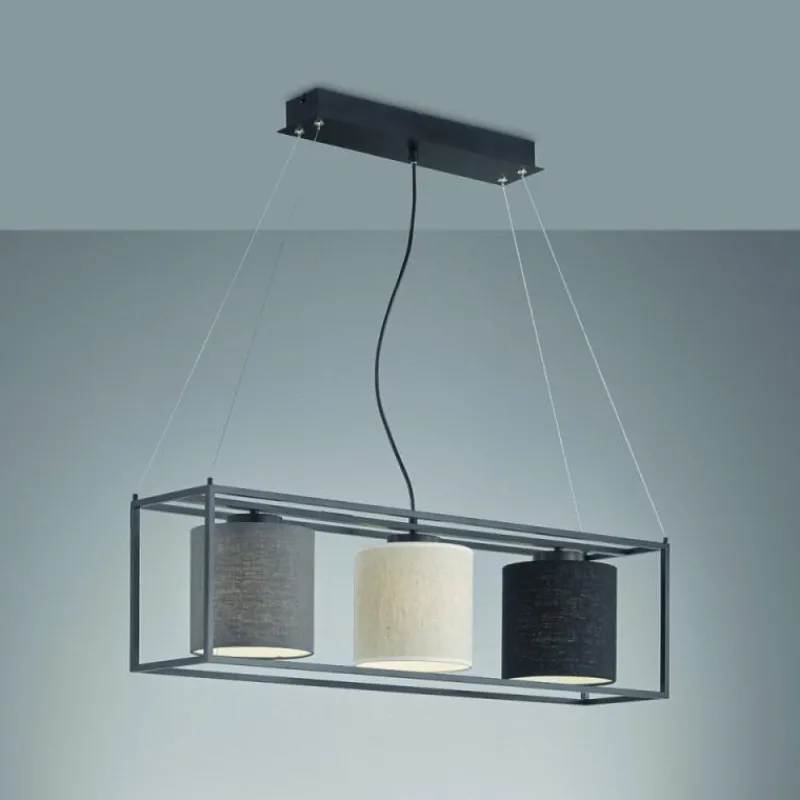 Lampes En Tissu-Luminaires Fischer & Honsel Suspension Honsel GILLI Noir, 3 lumières
