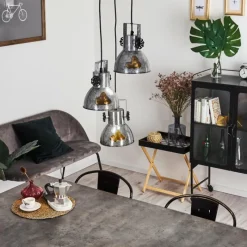 Lampes Vintages & Rétros-hofstein Suspension Hora Bois foncé, Noir, 3 lumières