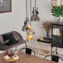 Lampes Vintages & Rétros-hofstein Suspension Hora Bois foncé, Noir, 3 lumières