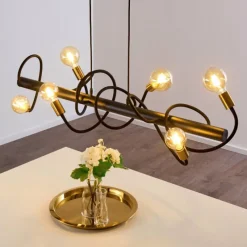 Lampes Dorées-hofstein Suspension Hovslund Noir doré, 6 lumières