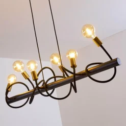 Lampes Dorées-hofstein Suspension Hovslund Noir doré, 6 lumières