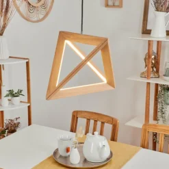 Lampes En Bois-hofstein Suspension Huanchillas LED Écru, 1 lumière