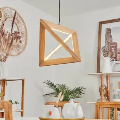 Lampes En Bois-hofstein Suspension Huanchillas LED Écru, 1 lumière