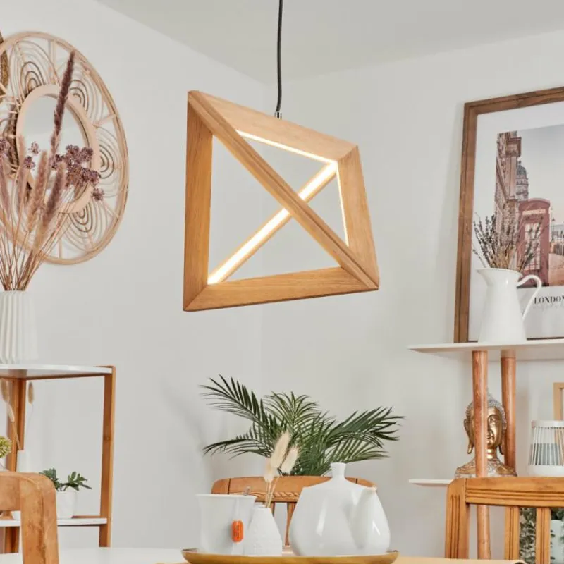 Lampes En Bois-hofstein Suspension Huanchillas LED Écru, 1 lumière