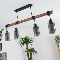 Suspension Verre Fumé-hofstein Suspension Hunouri Bois foncé, Noir, 4 lumières
